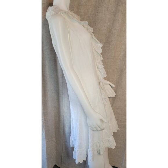 Lauren Ralph Lauren Frill 100% Linen Sleeveless Button Dress & Cotton Slip Sz 14 - Picture 3 of 10